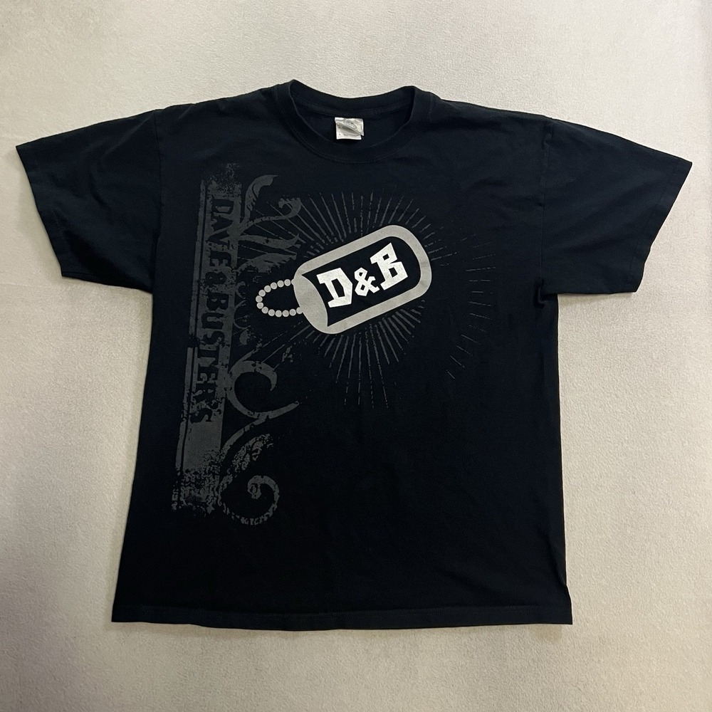 Vintage Dave And Busters T-Shirt Men's Size Large Black Short Sleeve Graphic Y2K